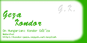 geza kondor business card